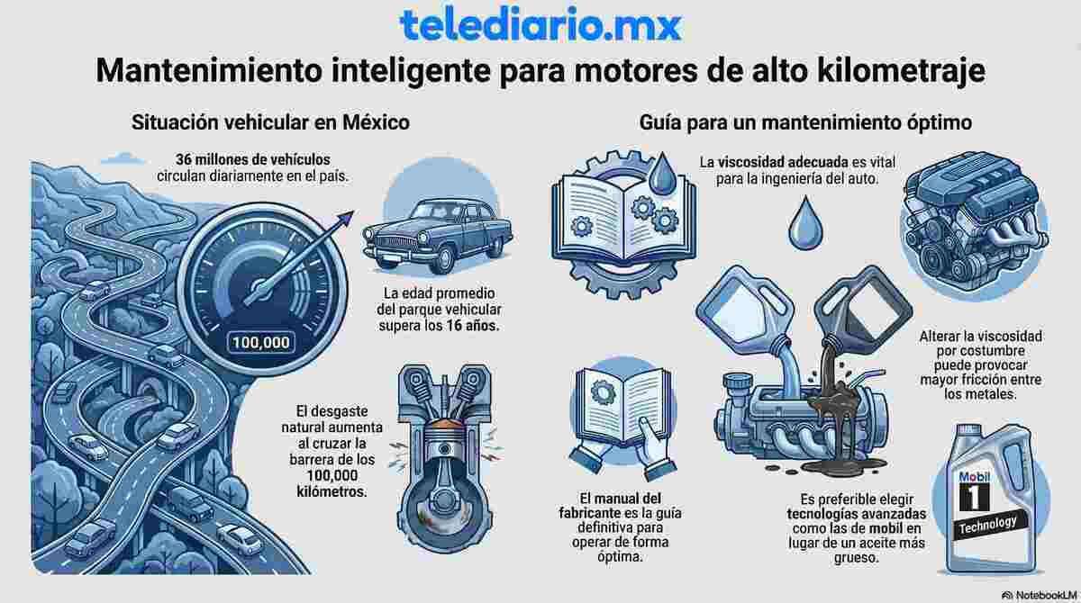 Infografía de mitos y realidades sobre lubricante de autos con alto kilometraje