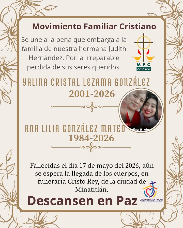 Esquela por el asesinato de una madre y su hija en Veracruz.