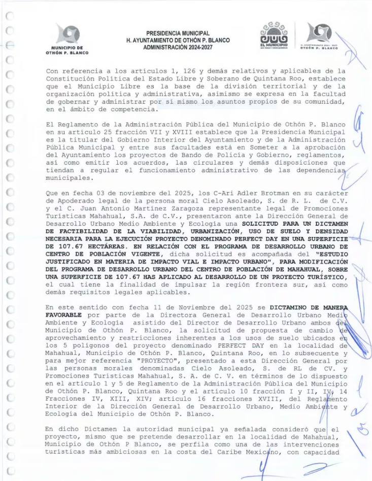 Iniciativa del acuerdo del cambio de uso de suelo