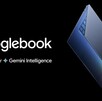 La nueva Google Book en un fondo negro con el logo de Google Gemini