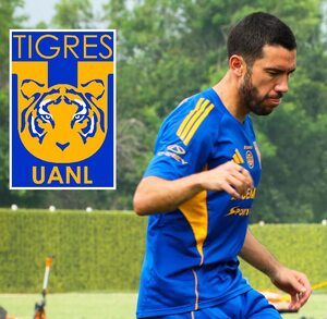 Juan Pablo Vigón entrenando con Tigres rumbo al partido de la Final de Concachampions.