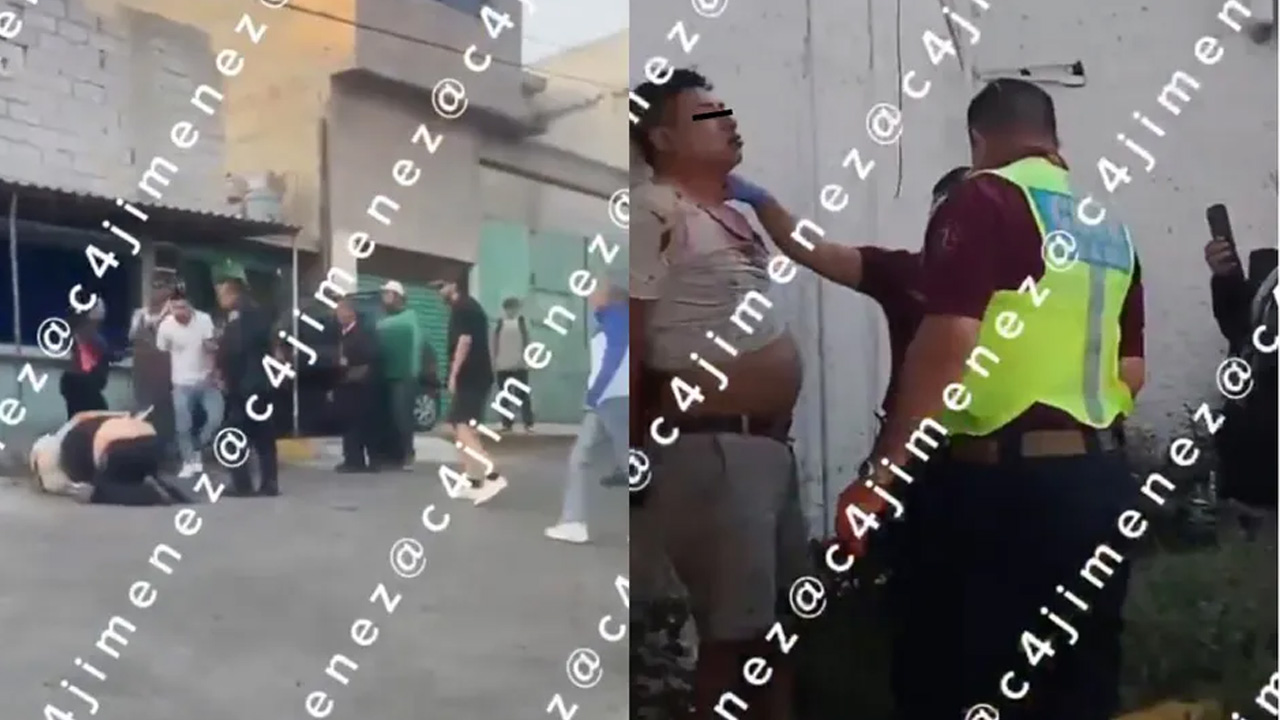 Una pelea entre policías y vecinos de la colonia Degollado, en Iztapalapa, fue captada en video.