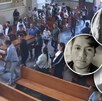 Imagen de un funeral en Ajalpan con tres fotografías sobrepuestas.