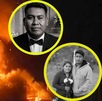 Fotos de las personas fallecidas en blanco y negro y de fondo la explosión del taller de cohetes
