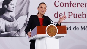 Claudia Sheinbaum en conferencia de prensa matutina este jueves 21 de mayo de 2026.