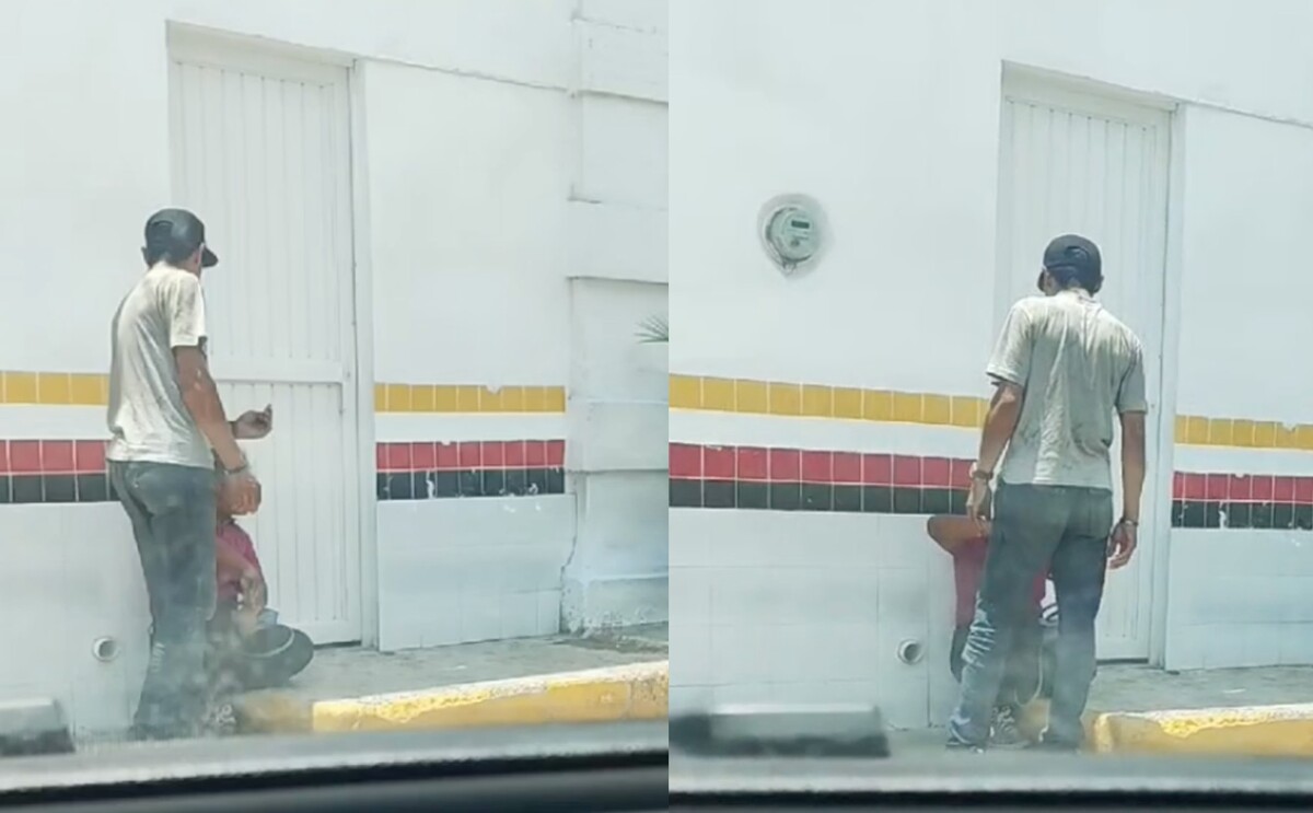 Hombre agrediendo a una mujer a las afueras de un negocio de Gómez Palacio.