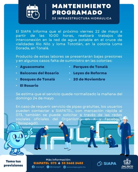 Corte de agua en colonias de Tonalá | Siapa