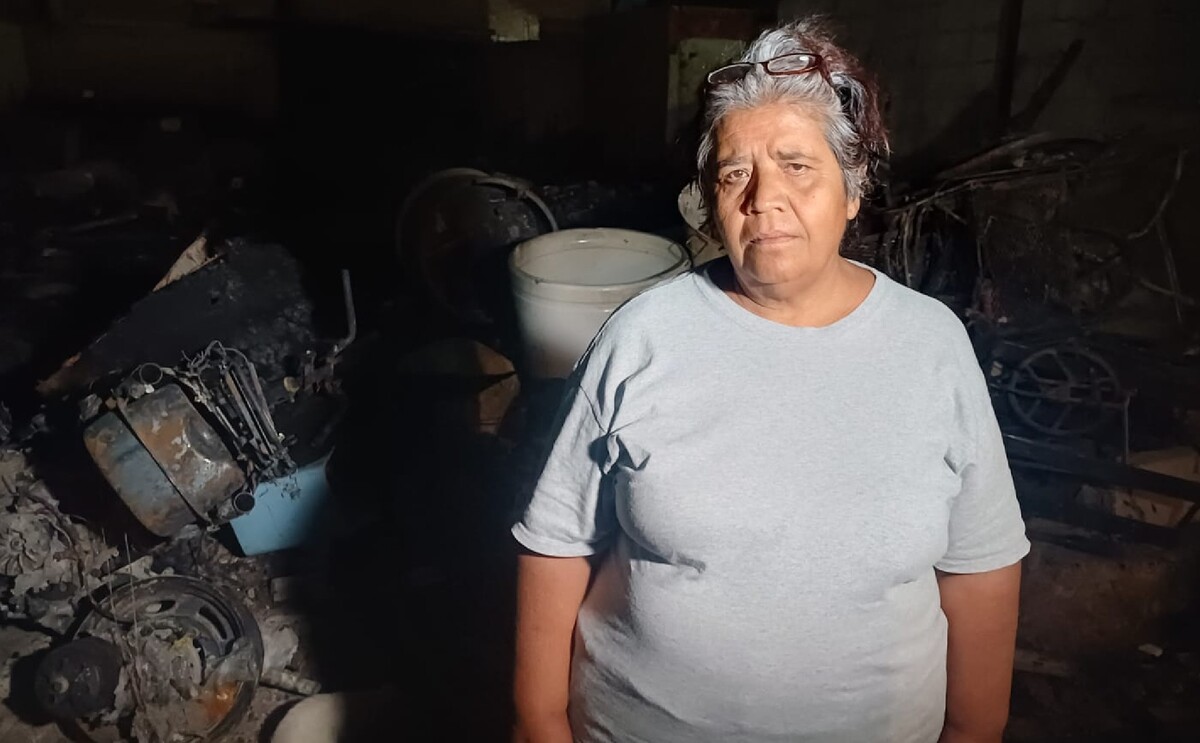 Pareja afectada e incendio.
