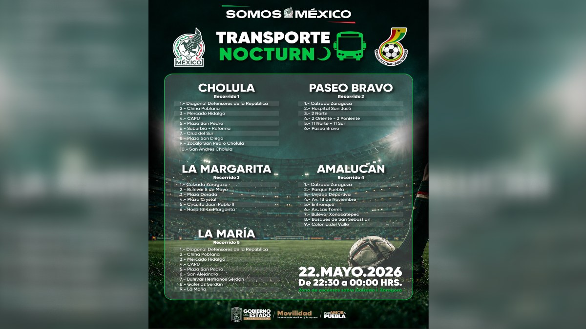 Infografía de las rutas, horario,lugar y trayecto con fondo del partido fe fútbol