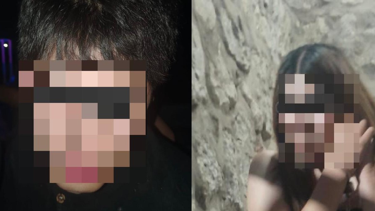 Jóvenes hombre y mujer con la cara censurada