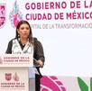 Clara Brugada en una conferencia de prensa
