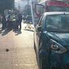 Un motociclista se paso un alto en las calles del Centro de Monterrey y resulta lesionado por un automovil.