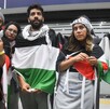 Mexicanos de la Flotilla Global Sumud en el AICM.