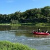 Operativo de búsqueda de hombre desaparecido en río San Juan.