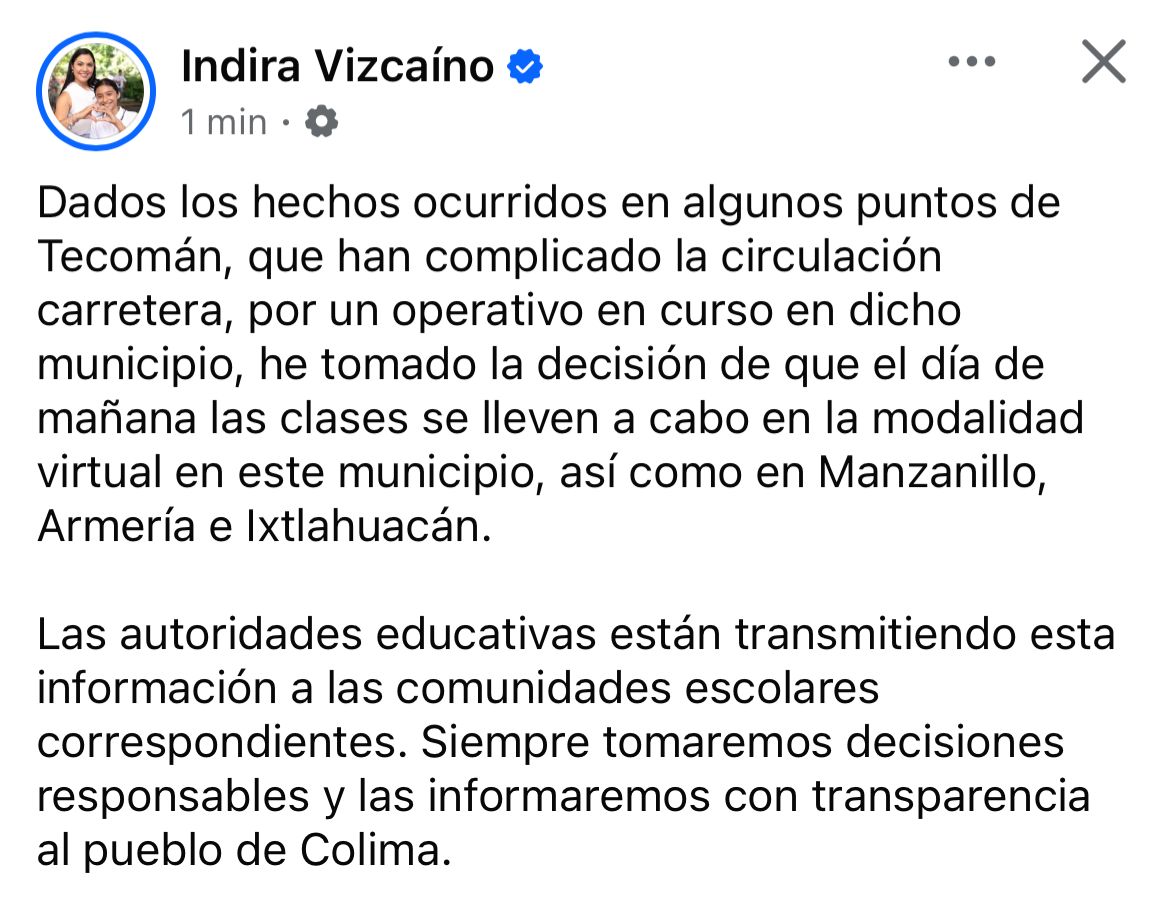 Tras una jornada de narcobloqueos y balaceras en Tecomán y Armería, Colima suspende clases presenciales en 4 municipios. Entérate de los detalles.