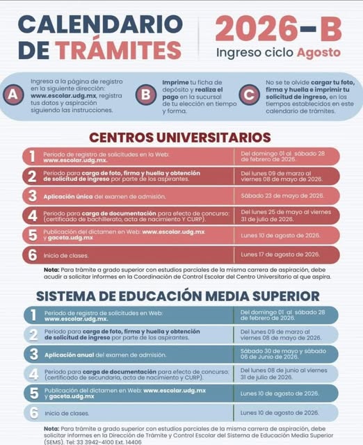 ¿Cuándo inicia el ciclo 2026-B en la UDG? Conoce los días exactos para el regreso a clases en centros universitarios y prepas de Jalisco.