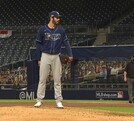 John Curtiss pitchando con los Tampa Bay Rays