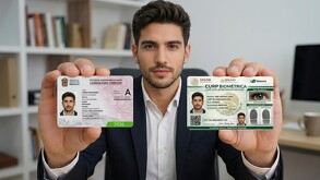 Hombre sacando su CURP biométrica con la licencia de conducir en el Estado de México.