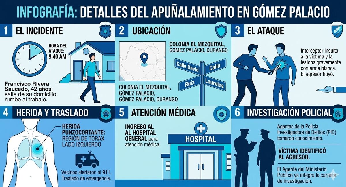 Infografía apuñalado Gómez Palacio
