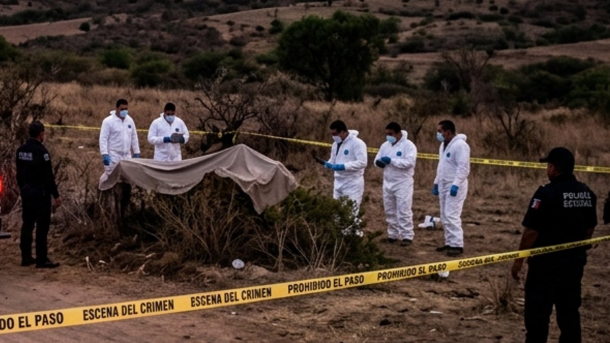 Manta cubre la escena que rodean elementos de la policía estatal y forenses