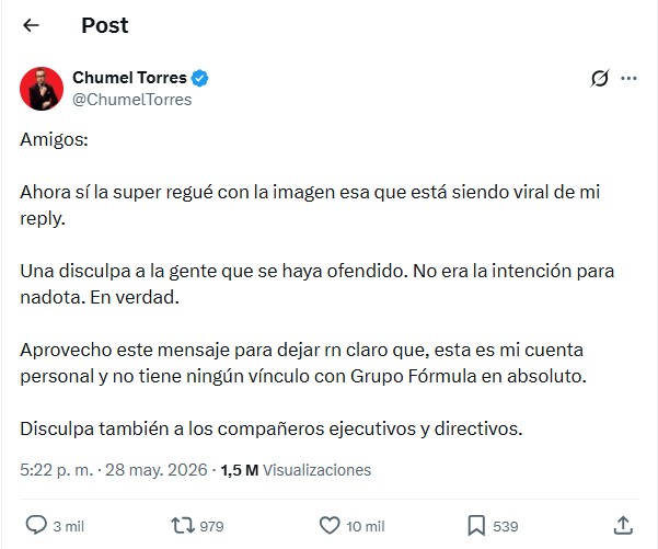 Chumel Torres fue cancelado tras una burla de mal gusto hacia la comunidad síndrome de Down, pero eso no fue todo, tras otros dos mensajes el problema creció.