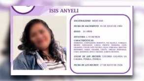 Ficha de búsqueda de una mujer desaparecida en Puebla.