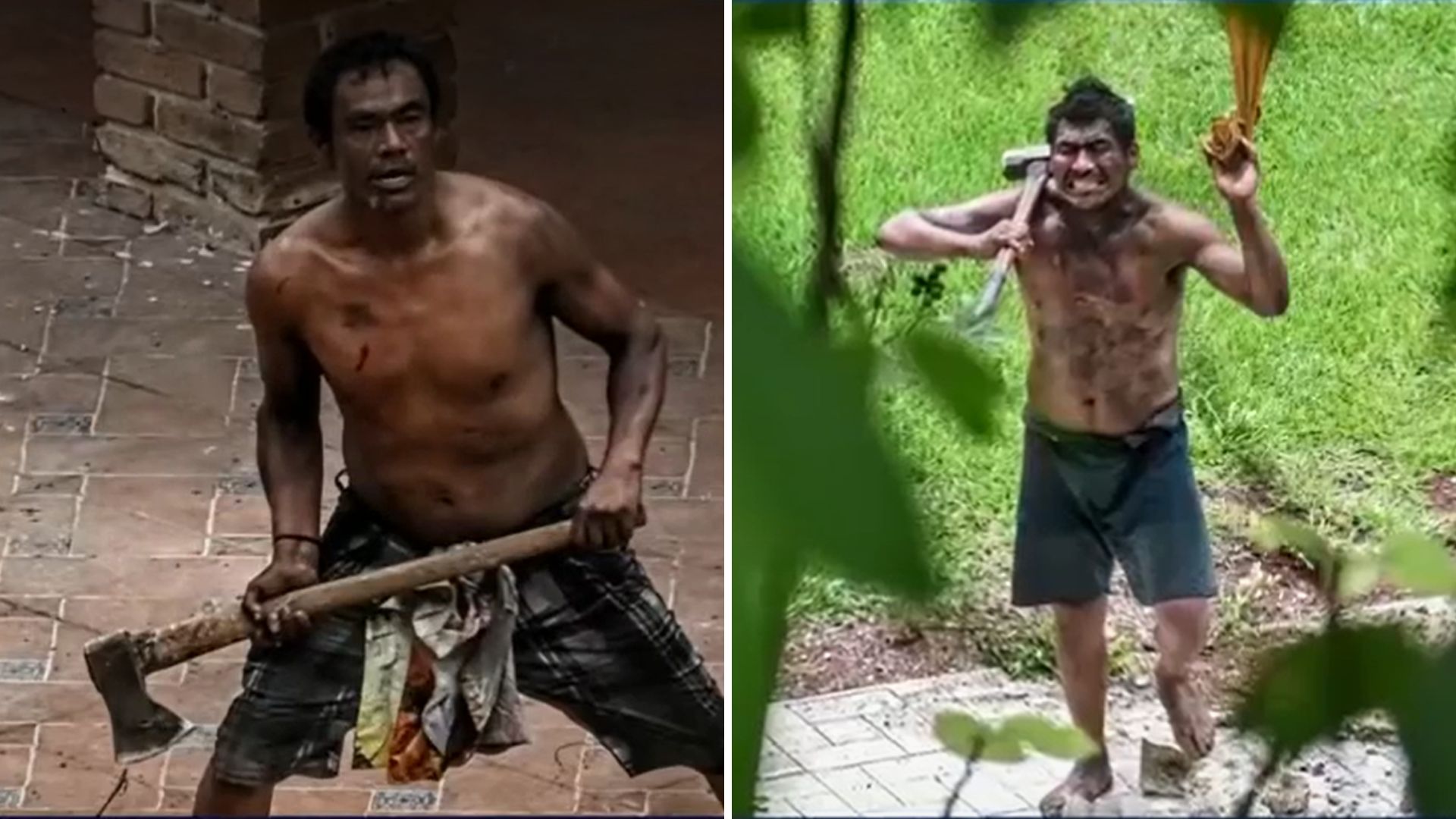 Dos sujetos armados con hachas y martillos generaron destrozos en viviendas y atacaron a pedradas a la policía municipal en dos poblados de Veracruz.