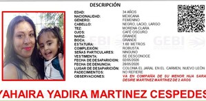 Ficha de búsqueda mujer desaparecida y su hija en El Carmen.