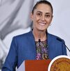 Presidenta Claudia Sheinbaum dando mensaje