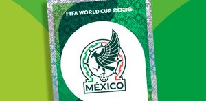 Cromo del escudo de México perteneciente al Álbum del Mundial 2026.