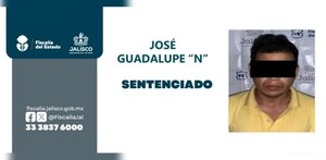 Ficha de sentencia de la Fiscalía de Jalisco con la foto de José Guadalupe ‘N’ con los ojos censurados por un recuadro negro