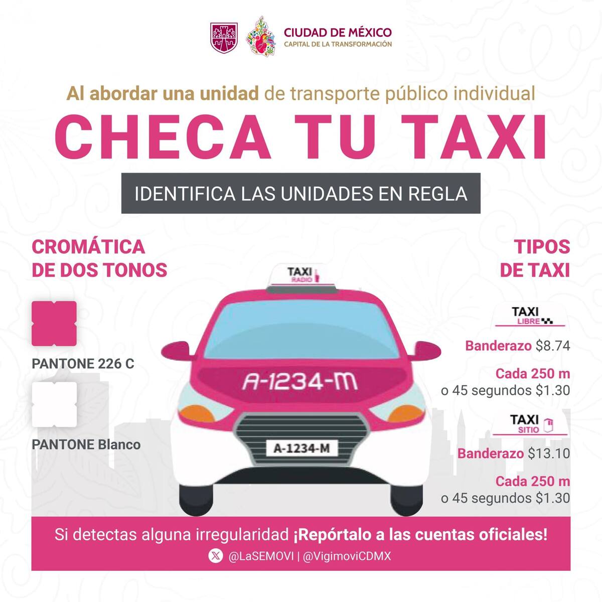 Recomendaciones para abordar taxis en CdMx
