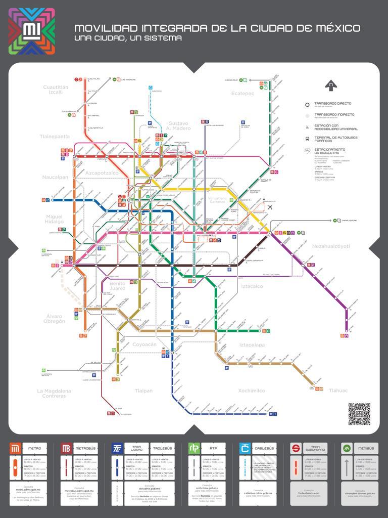 Mapa del Sistema de Movilidad Integrada de la Ciudad de México.