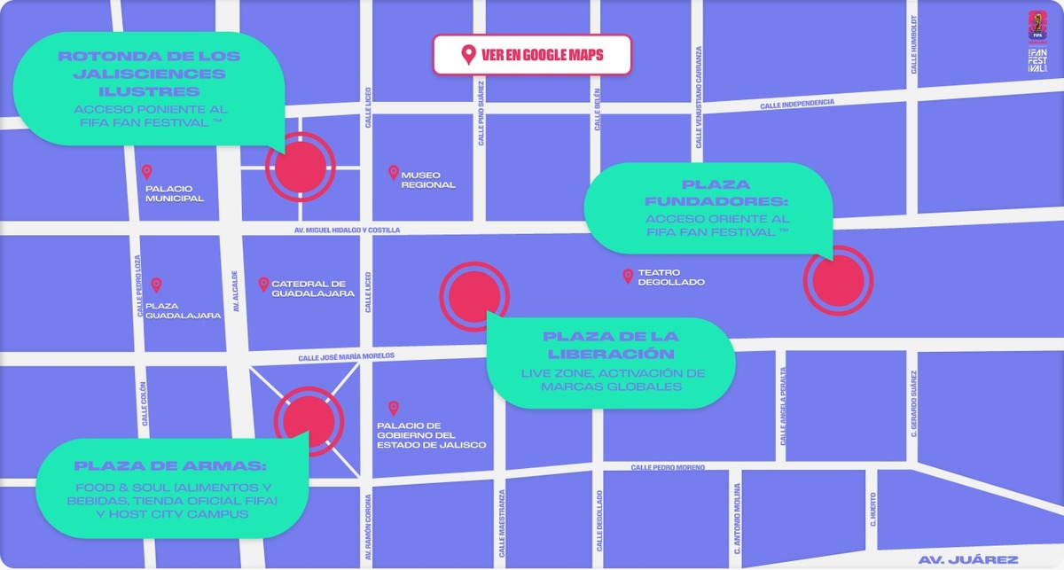 ¡La cuenta regresiva comenzó! Conoce los accesos, plazas temáticas y restricciones del Fan Festival en el Centro Histórico de Guadalajara para el Mundial 2026.