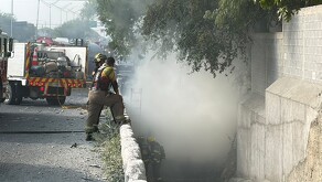 Tráiler incendiado en Carretera Nacional en Santiago