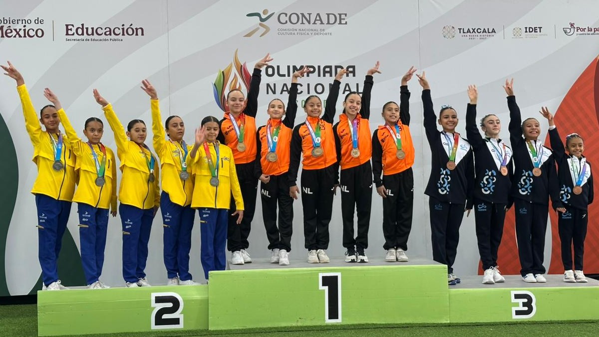 La gimnasia de Nuevo León obtuvo medallas de oro, plata y bronce en las modalidades artística y de trampolín durante la Olimpiada Nacional Conade 2026 en Tlaxca