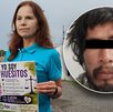 Mujer sosteniendo un cartel pide justicia para un perrito; junto, la cara del presunto agresor.