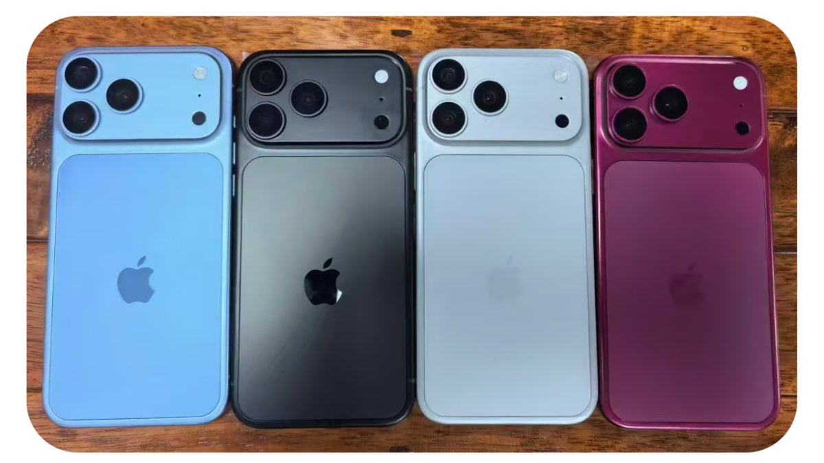 cuatro nuevos iPhone 18 Pro Max en diferentes colores