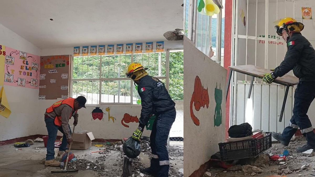 Bomberos retiran material educativo de las aulas de un preescolar