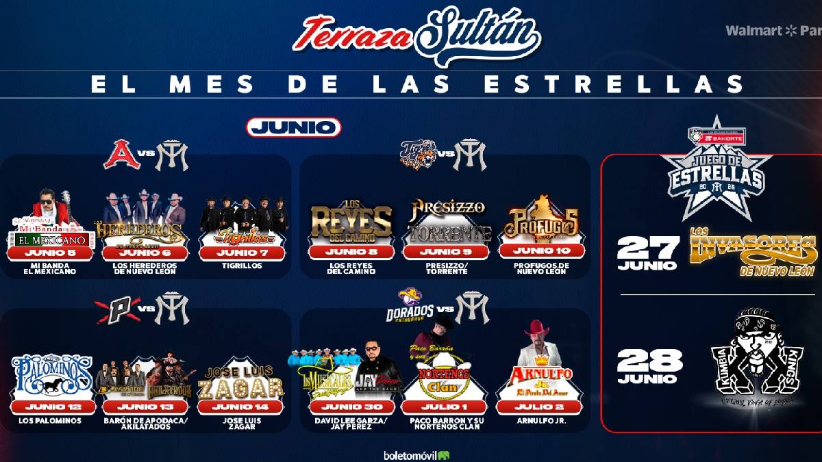 La 'Terraza Sultán' regresa durante 3 semanas seguidas en el Walmart Park contando con una gran cartelera de artistas y grupos musicales.