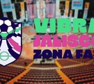 Logo del evento Zona Fan Vibra Jalisco con una foto del interior del Auditorio Benito Juárez desenfocado en el fondo