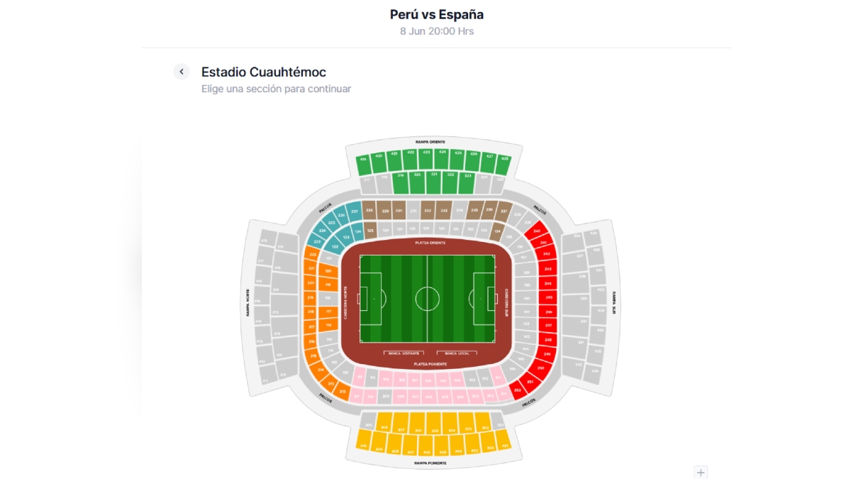 sección de boletos españa vs perú en el estadio cuauhtémoc puebla
