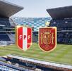 escudos de la selección de españa y perú en el estadio cuauhtémoc