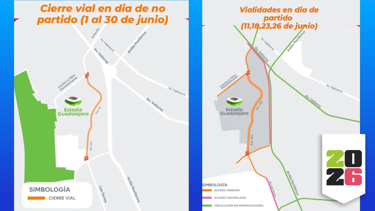 Mapa de cierres viales en Zapopan por el Mundial 2026