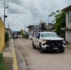 una patrulla de la guardia nacional patrullando en una calle en tepeaca
