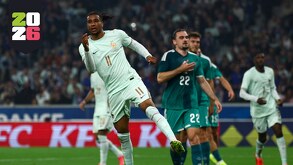 Michael Olise festejando uno de sus tres goles con Francia este lunes 8 de junio ante Irlanda del Norte previo al Mundial 2026.
