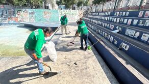 Trabajos en Plaza de los Desaparecidos en Monterrey.