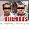 Rostros de cuatro hombres detenidos por la Fiscalía de Puebla.