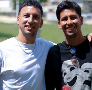 Lionel Vangioni y Maxi Meza en las instalaciones de El Barrial, este martes 9 de junio previo al viaje de pretemporada de Rayados.