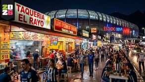 Puestos de comida cerca del Estadio Monterrey